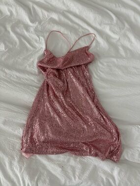 Women's Sequin Slip Dress Pink